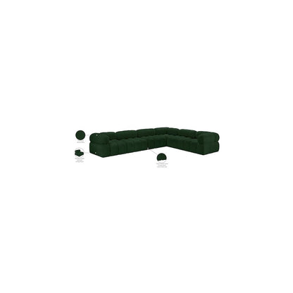 Ames Green Boucle Fabric Modular Sectional
