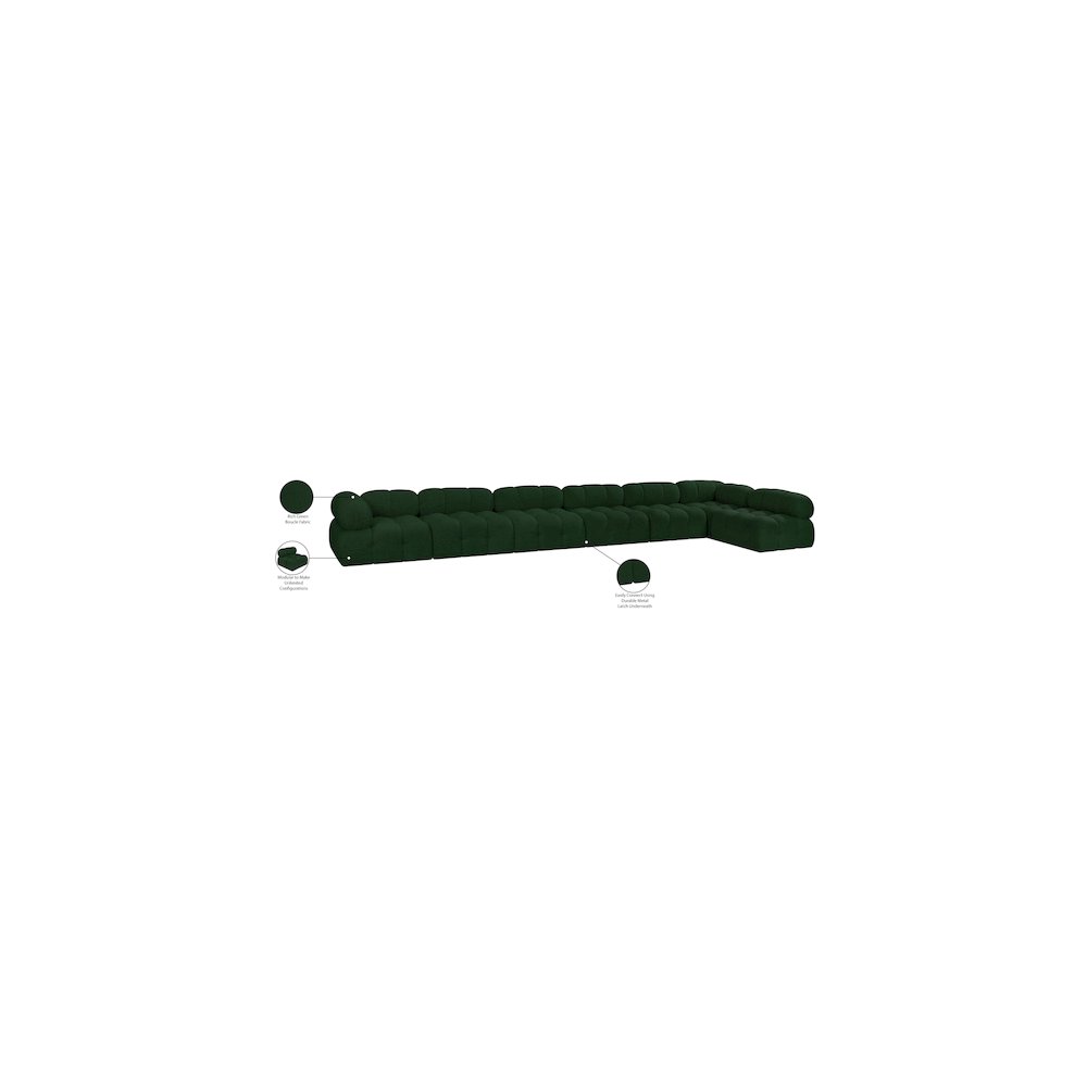 Ames Green Boucle Fabric Modular Sectional