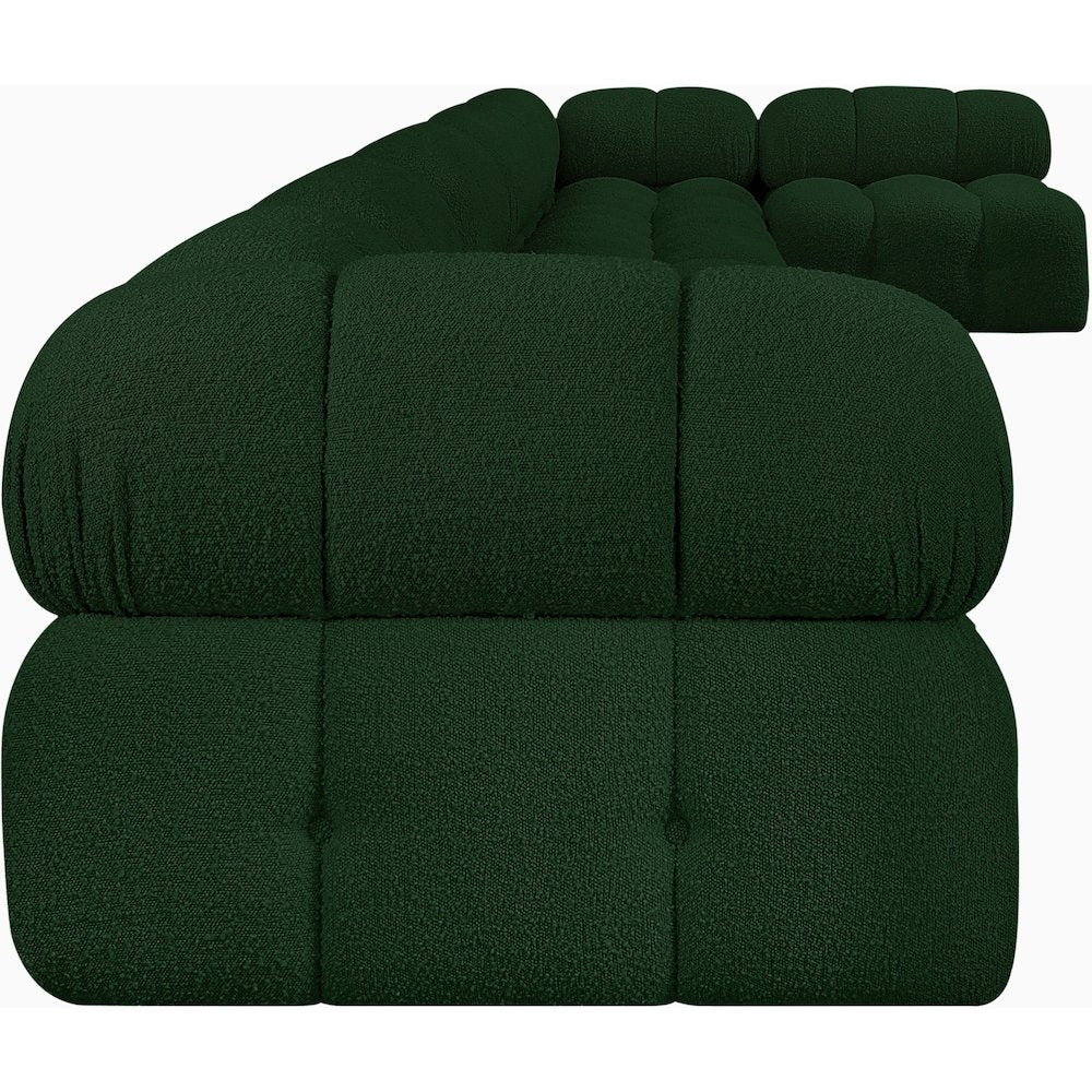 Ames Green Boucle Fabric Modular Sectional