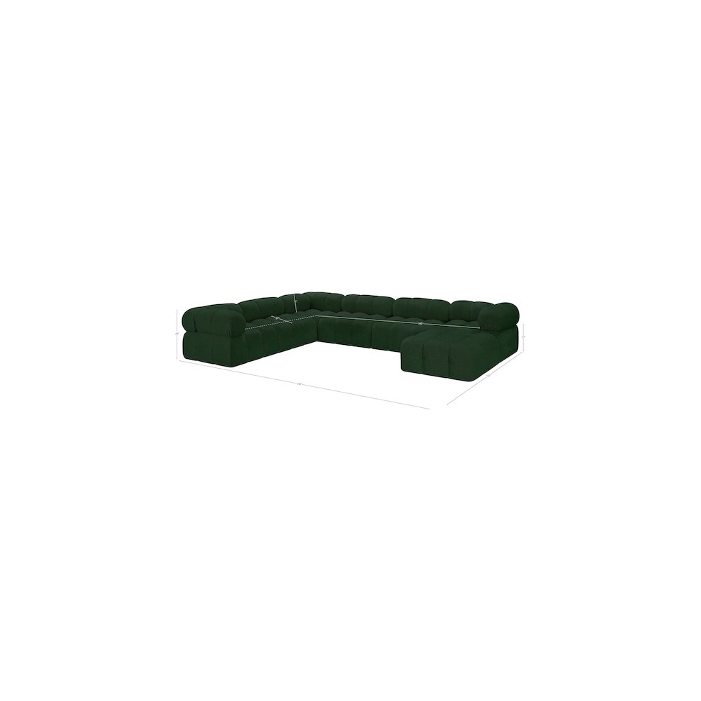 Ames Green Boucle Fabric Modular Sectional