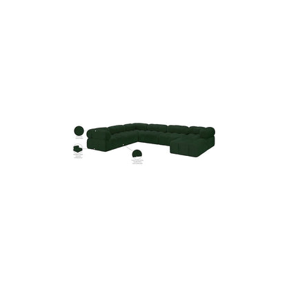 Ames Green Boucle Fabric Modular Sectional