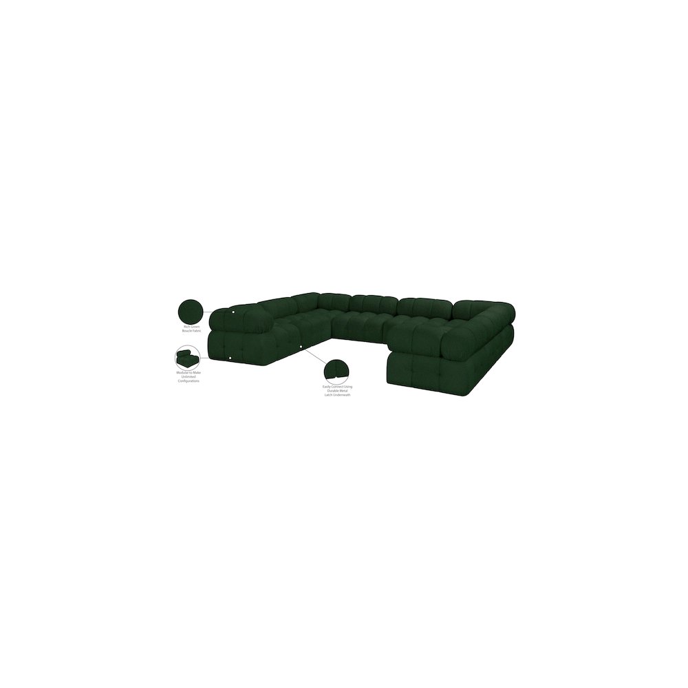 Ames Green Boucle Fabric Modular Sectional