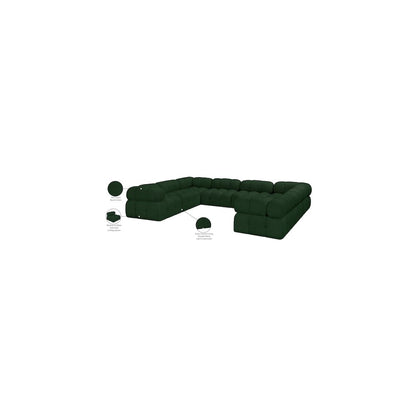 Ames Green Boucle Fabric Modular Sectional