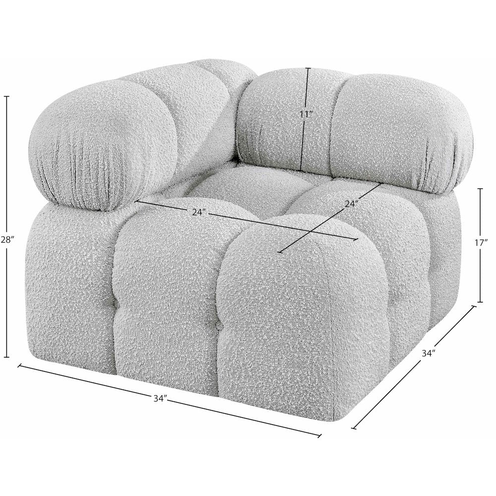 Ames Grey Boucle Fabric Corner