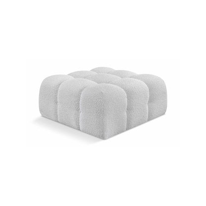 Ames Grey Boucle Fabric Ottoman