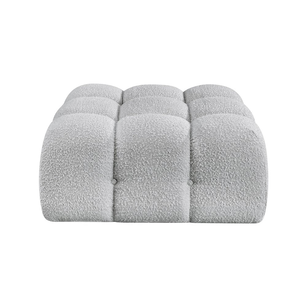 Ames Grey Boucle Fabric Ottoman