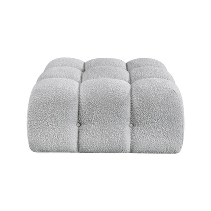 Ames Grey Boucle Fabric Ottoman