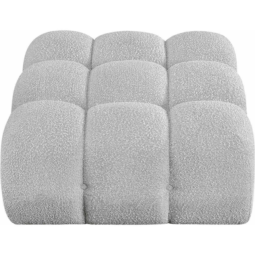 Ames Grey Boucle Fabric Ottoman