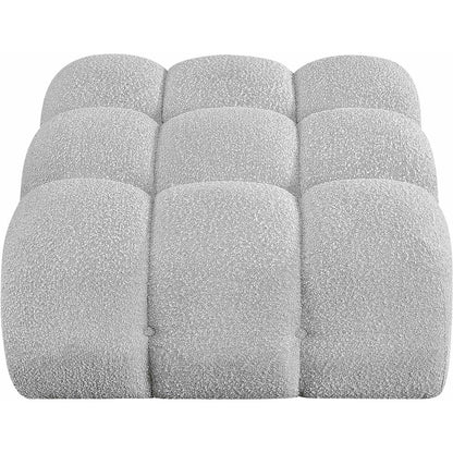 Ames Grey Boucle Fabric Ottoman