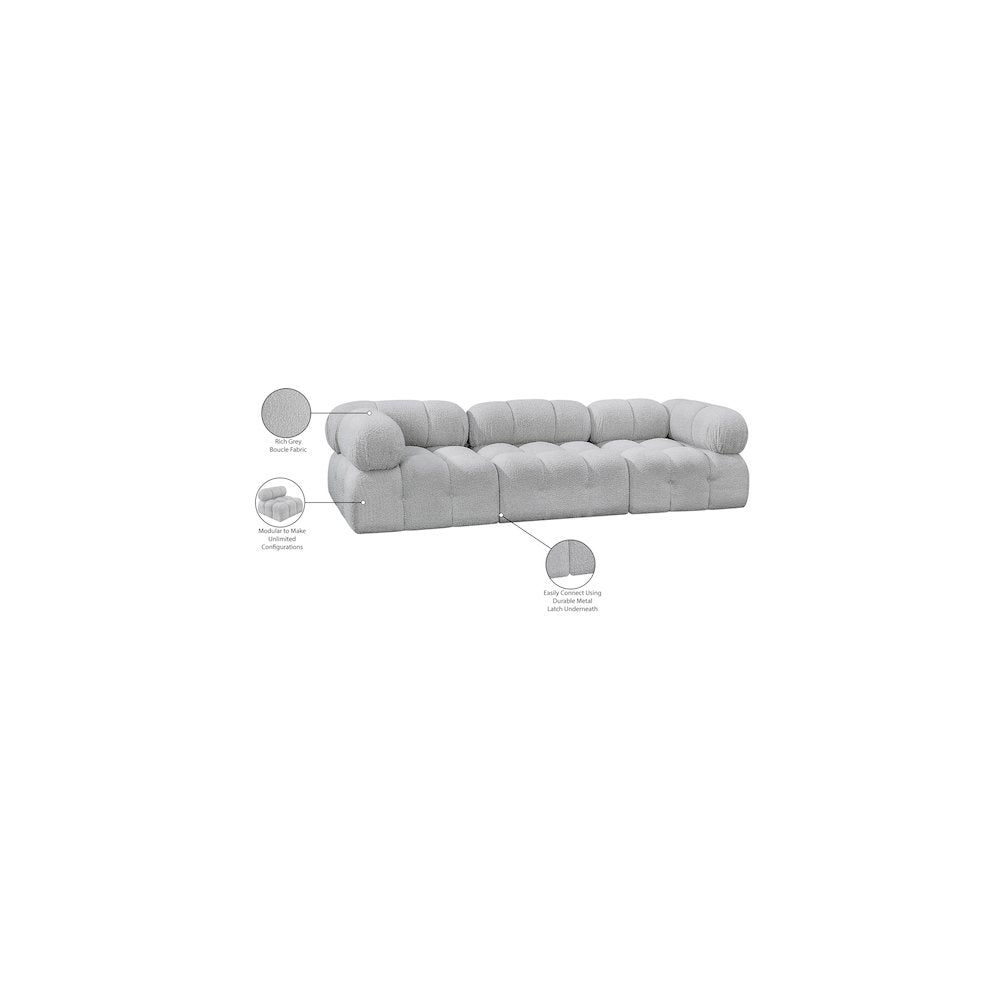 Ames Grey Boucle Fabric Modular Sofa