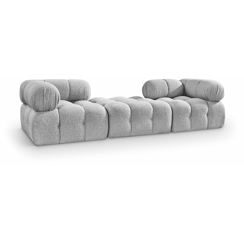 Ames 102" Grey Boucle Fabric Upholstered 3pc. Modular Sofa