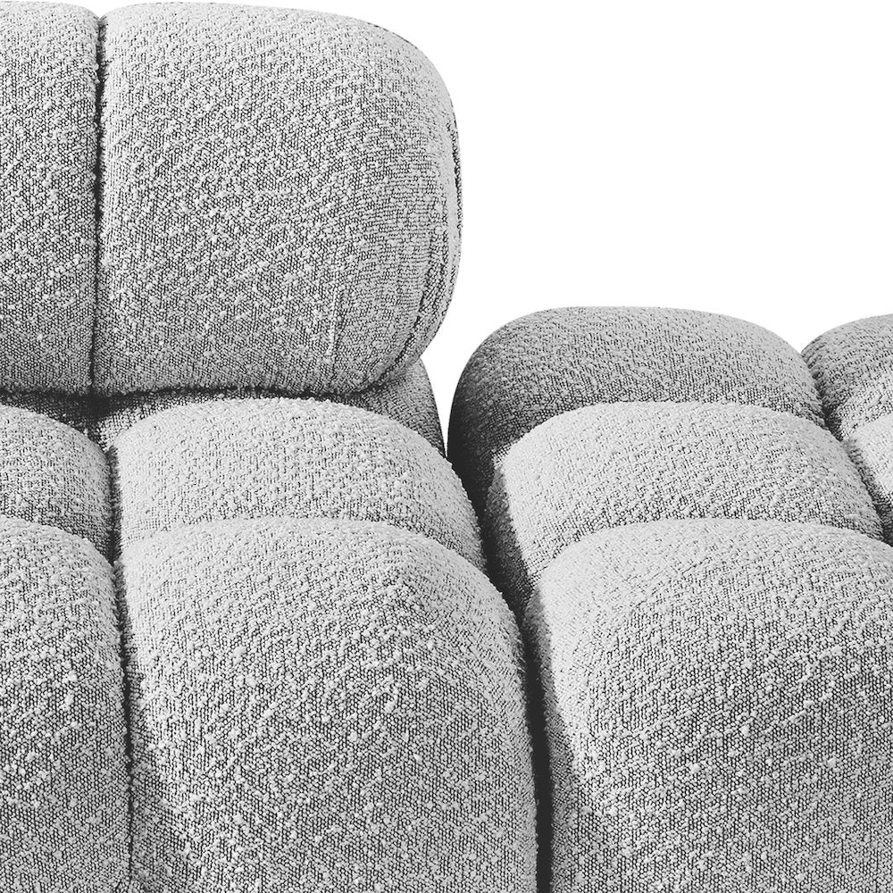 Ames 102" Grey Boucle Fabric Upholstered 3pc. Modular Sofa