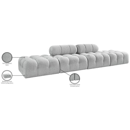 Ames 136" Grey Boucle Fabric Upholstered 4pc. Modular Sofa