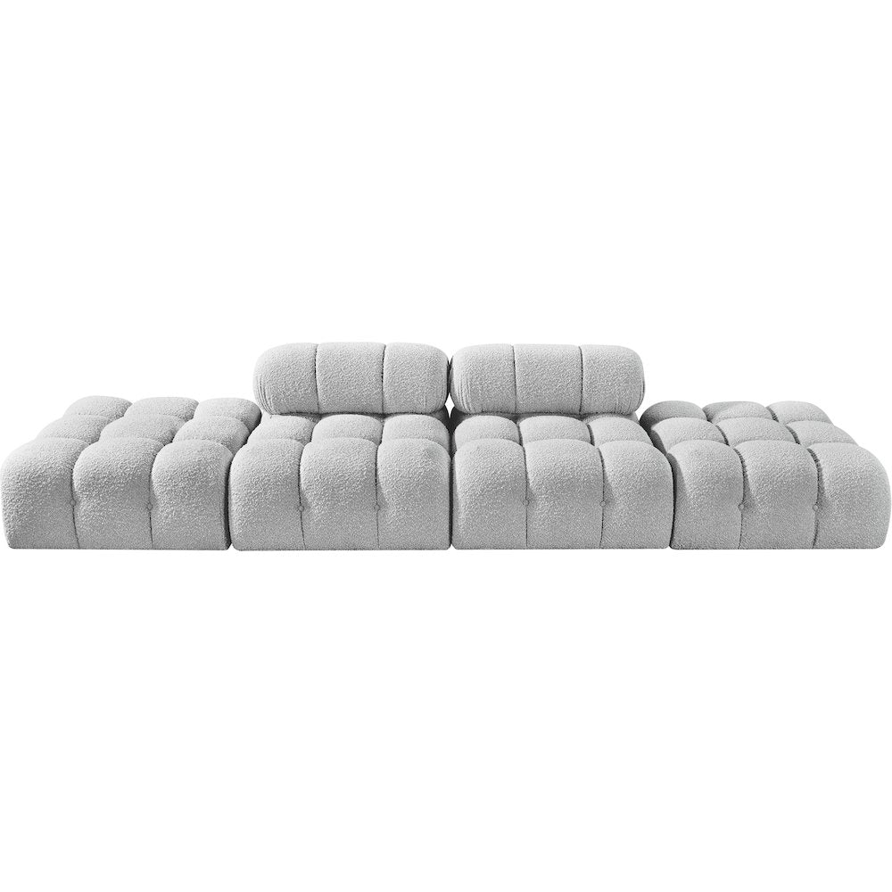 Ames 136" Grey Boucle Fabric Upholstered 4pc. Modular Sofa