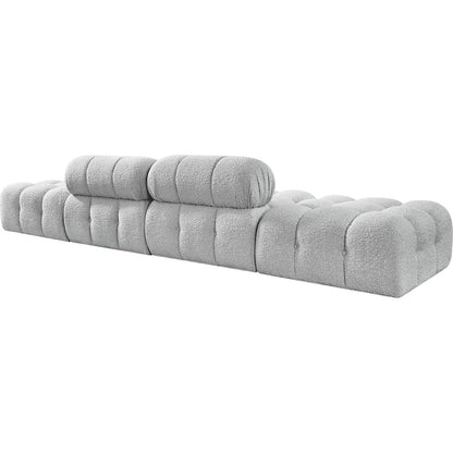 Ames 136" Grey Boucle Fabric Upholstered 4pc. Modular Sofa