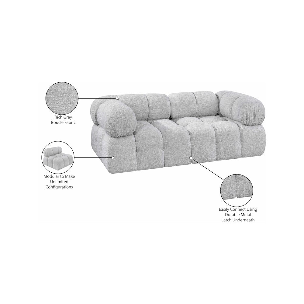 Ames Grey Boucle Fabric Modular Sofa