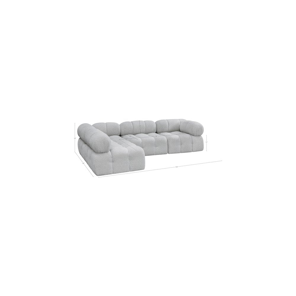 Ames Grey Boucle Fabric Modular Sectional