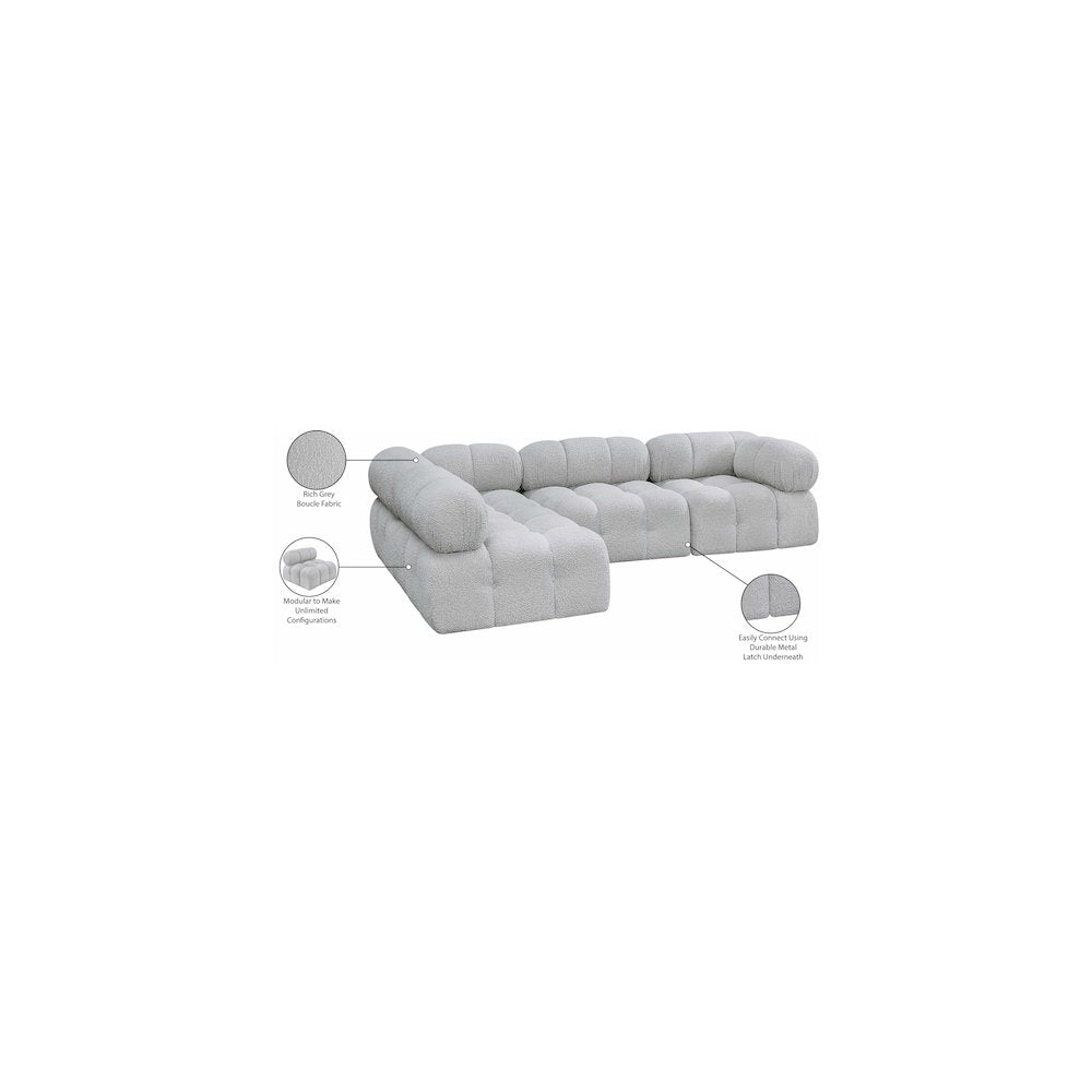 Ames Grey Boucle Fabric Modular Sectional