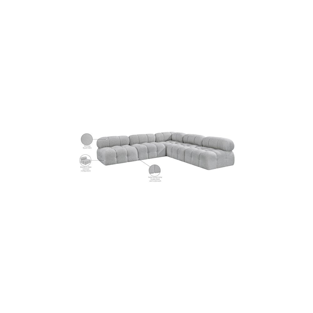 Ames Grey Boucle Fabric Modular Sectional