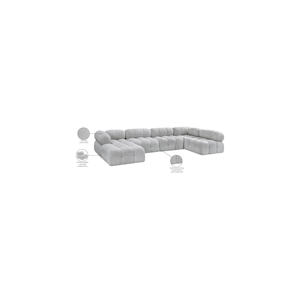 Ames Grey Boucle Fabric Modular Sectional