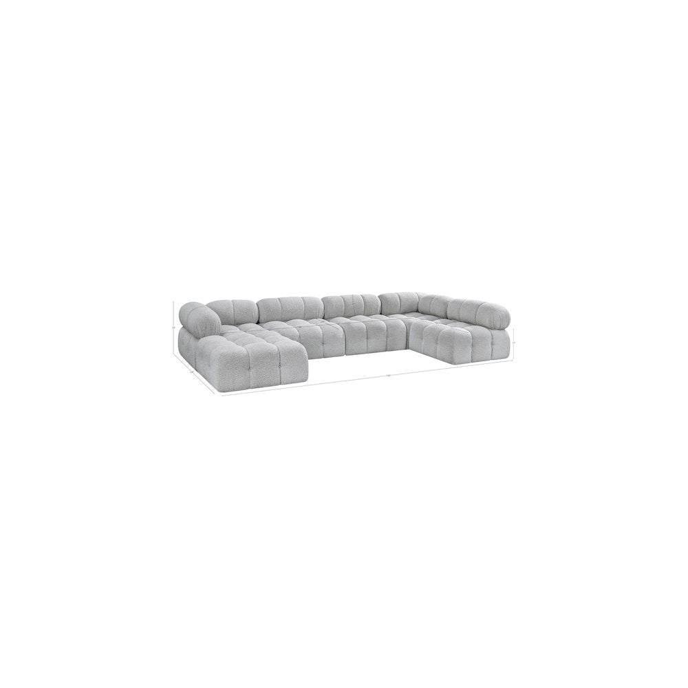 Ames Grey Boucle Fabric Modular Sectional