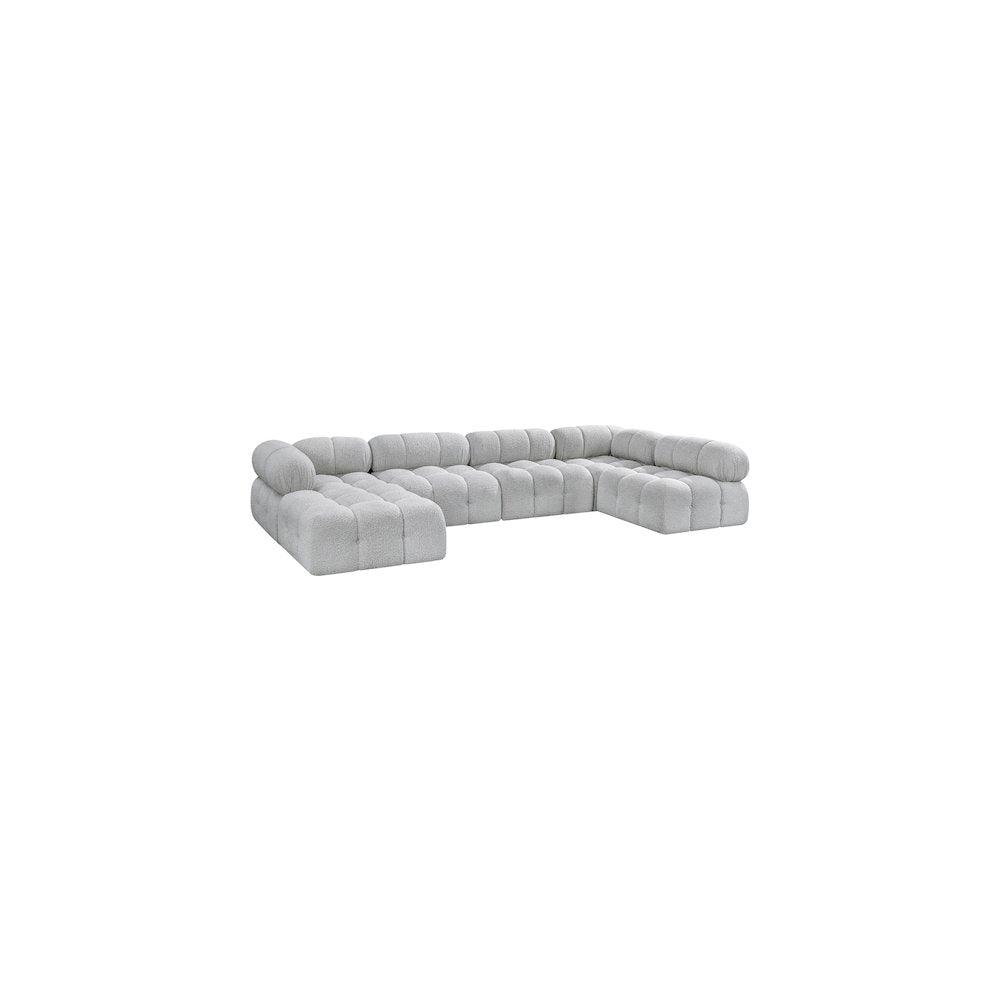 Ames Grey Boucle Fabric Modular Sectional