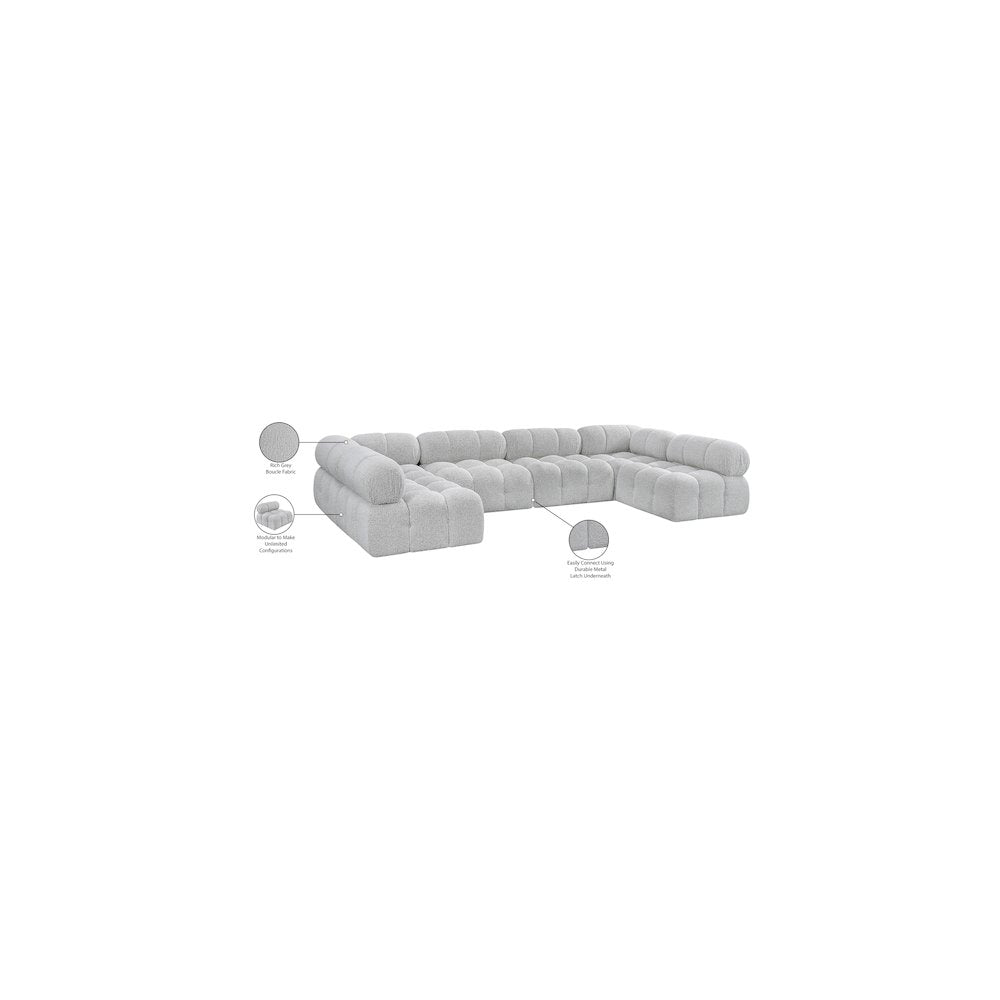 Ames Grey Boucle Fabric Modular Sectional