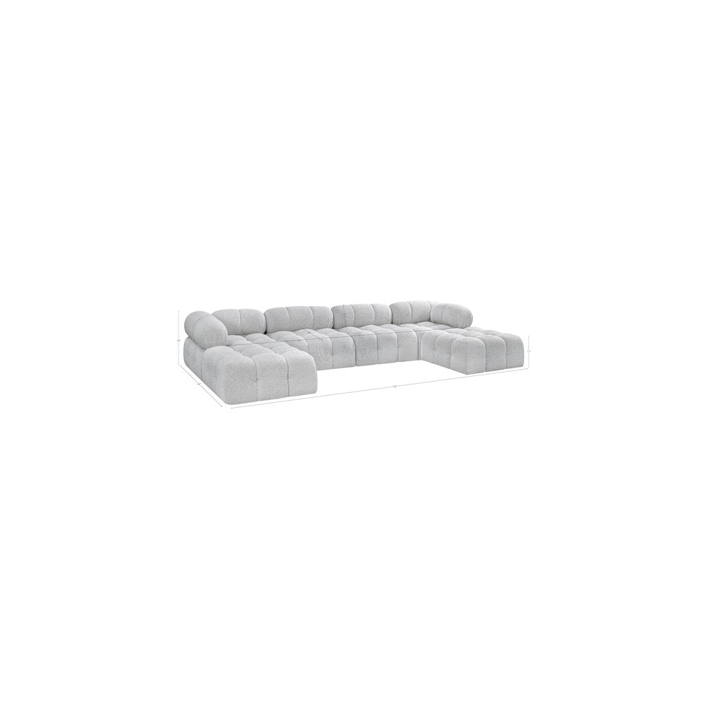 Ames Grey Boucle Fabric Modular Sectional