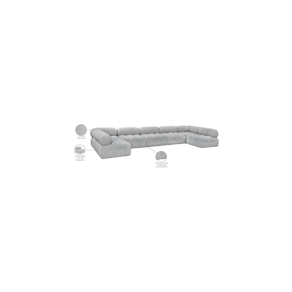 Ames Grey Boucle Fabric Modular Sectional