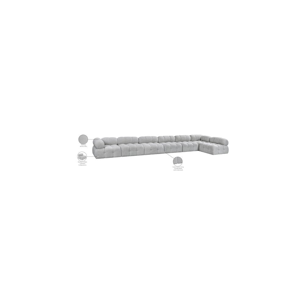 Ames Grey Boucle Fabric Modular Sectional