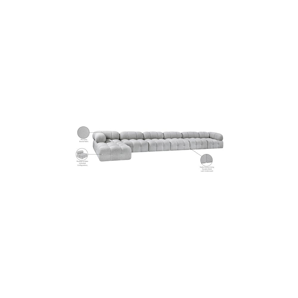 Ames Grey Boucle Fabric Modular Sectional