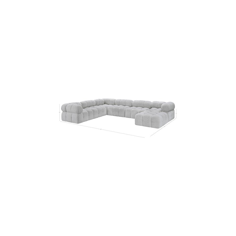 Ames Grey Boucle Fabric Modular Sectional