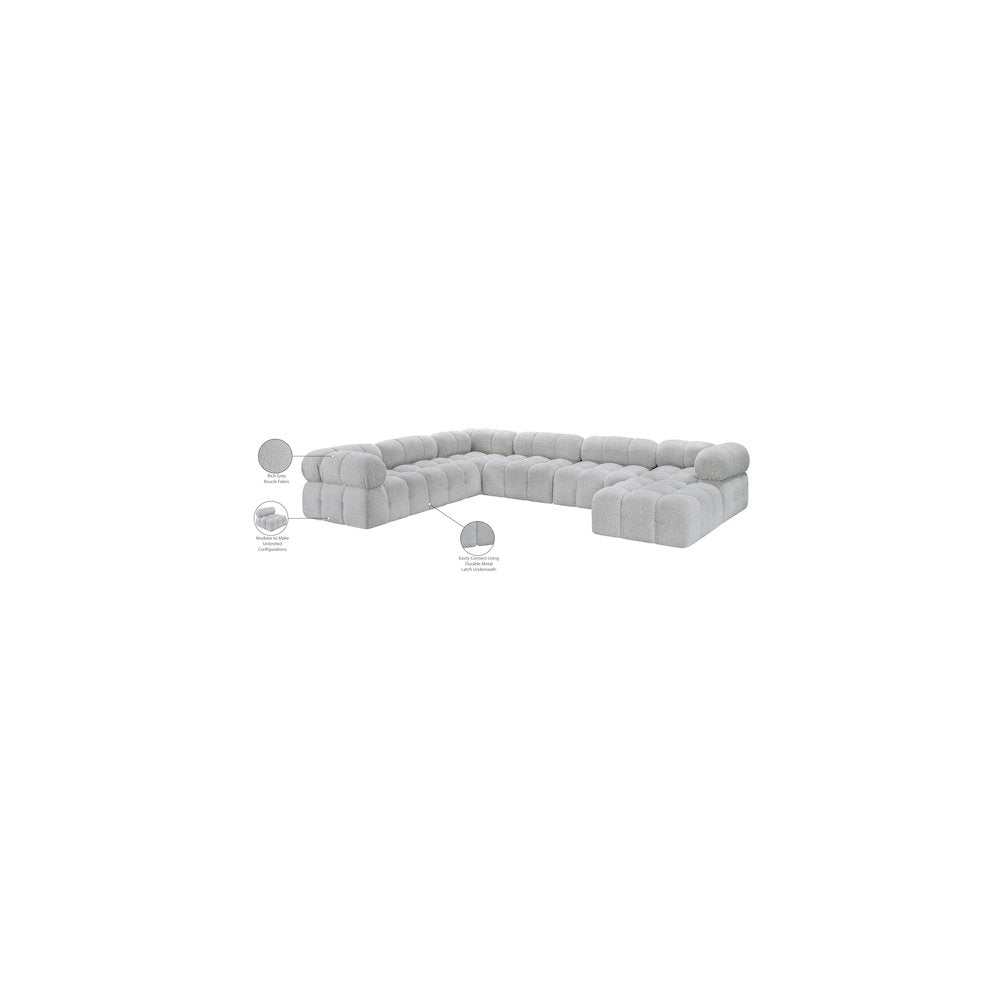 Ames Grey Boucle Fabric Modular Sectional