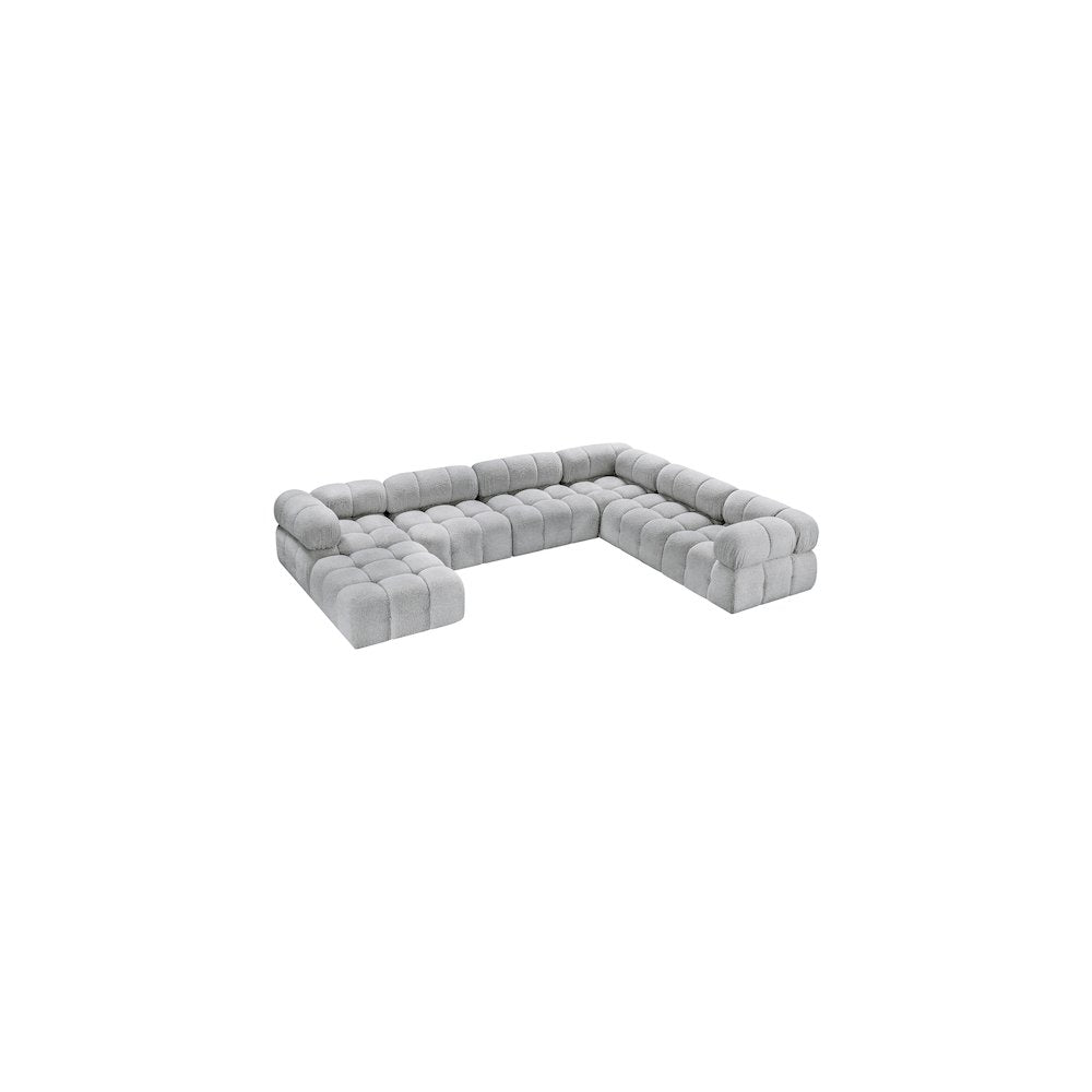 Ames Grey Boucle Fabric Modular Sectional