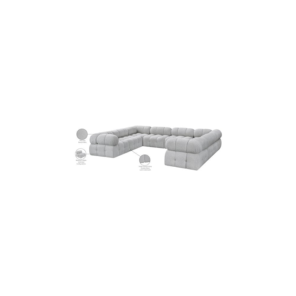 Ames Grey Boucle Fabric Modular Sectional