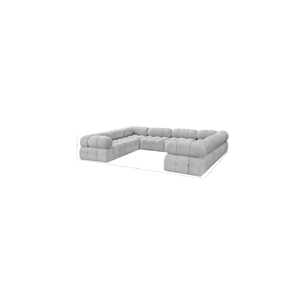 Ames Grey Boucle Fabric Modular Sectional