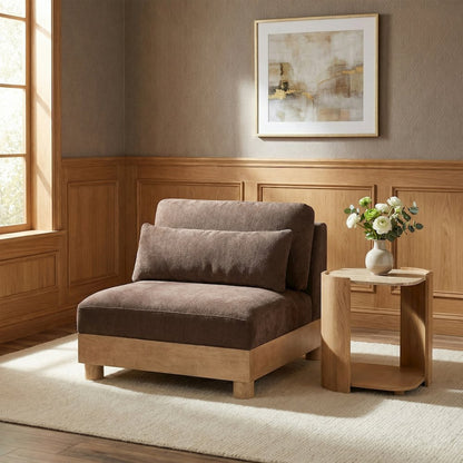Turin Brown Chenille Fabric Upholstered Modular Armless Chair