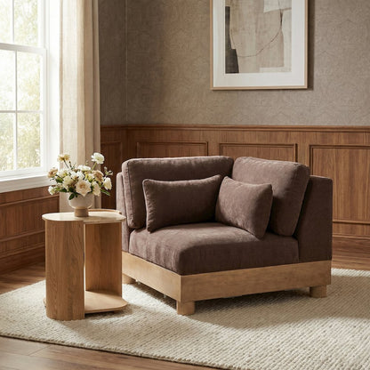 Turin Brown Chenille Fabric Upholstered Modular Corner Chair