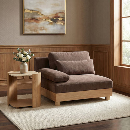Turin Brown Chenille Fabric Upholstered Modular Left Arm Chair