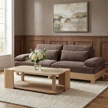 Turin 95.5" Brown Chenille Fabric Upholstered 2pc. Modular Loveseat