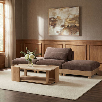 Turin 120" Brown Chenille Fabric Upholstered 3pc. Modular Sofa