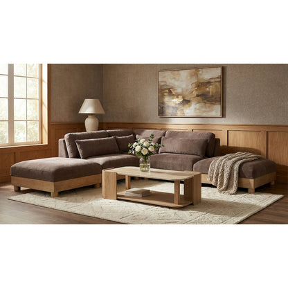 Turin 120" Brown Chenille Fabric Upholstered 5pc. Modular Sectional