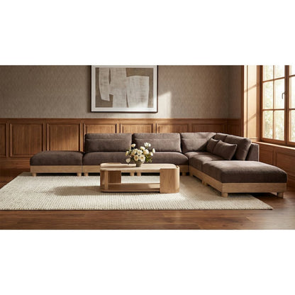 Turin 160" Brown Chenille Fabric Upholstered 6pc. Modular Sectional