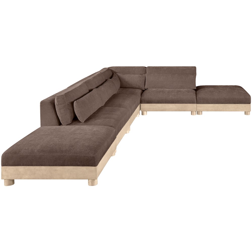Turin 160" Brown Chenille Fabric Upholstered 6pc. Modular Sectional