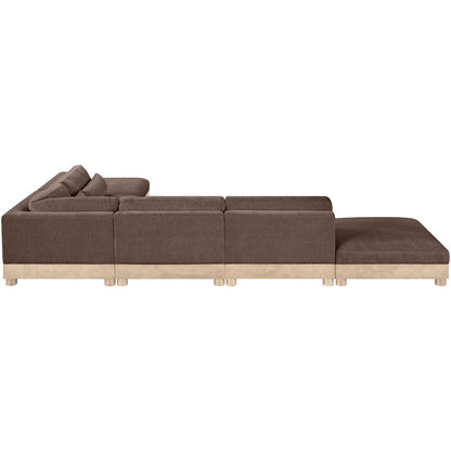 Turin 160" Brown Chenille Fabric Upholstered 6pc. Modular Sectional