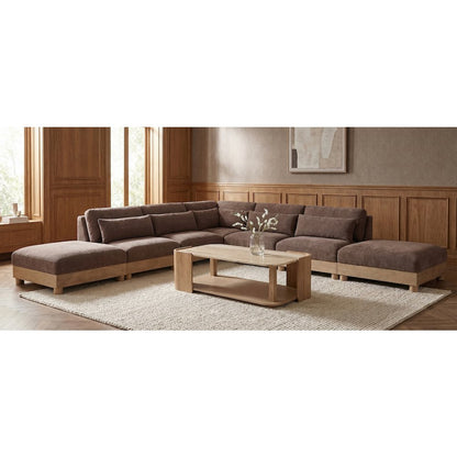 Turin 160" Brown Chenille Fabric Upholstered 7pc. Modular Sectional