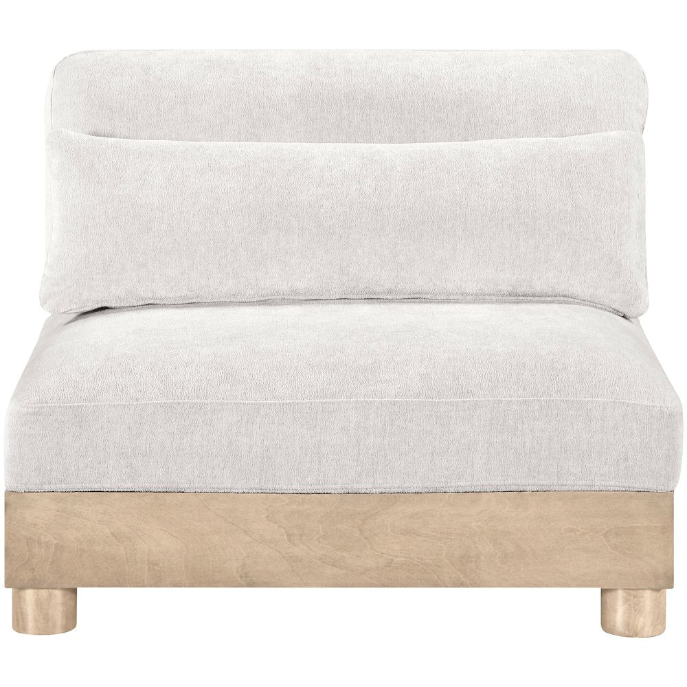 Turin Cream Chenille Fabric Upholstered Modular Armless Chair