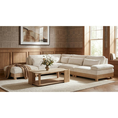 Turin 127.75" Cream Chenille Fabric Upholstered 5pc. Modular Sectional