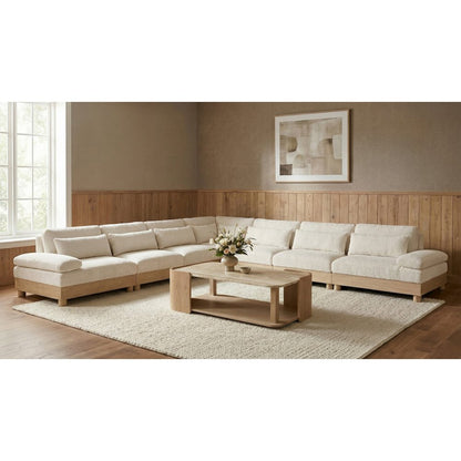 Turin 167.75" Cream Chenille Fabric Upholstered 7pc. Modular Sectional