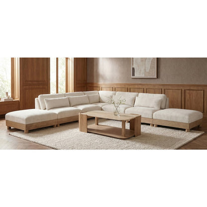 Turin 160" Cream Chenille Fabric Upholstered 7pc. Modular Sectional